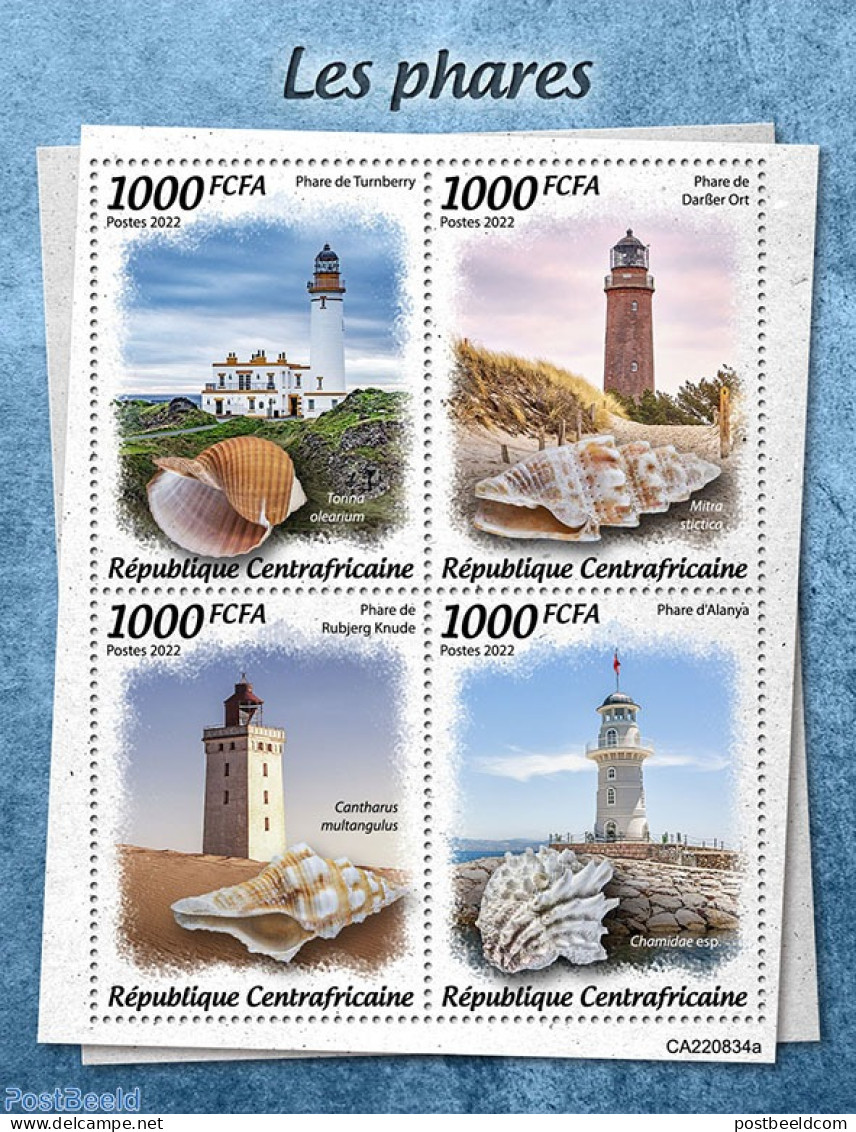 Central Africa 2022 Lighthouses, Mint NH, Nature - Various - Shells & Crustaceans - Lighthouses & Safety At Sea - Marine Life