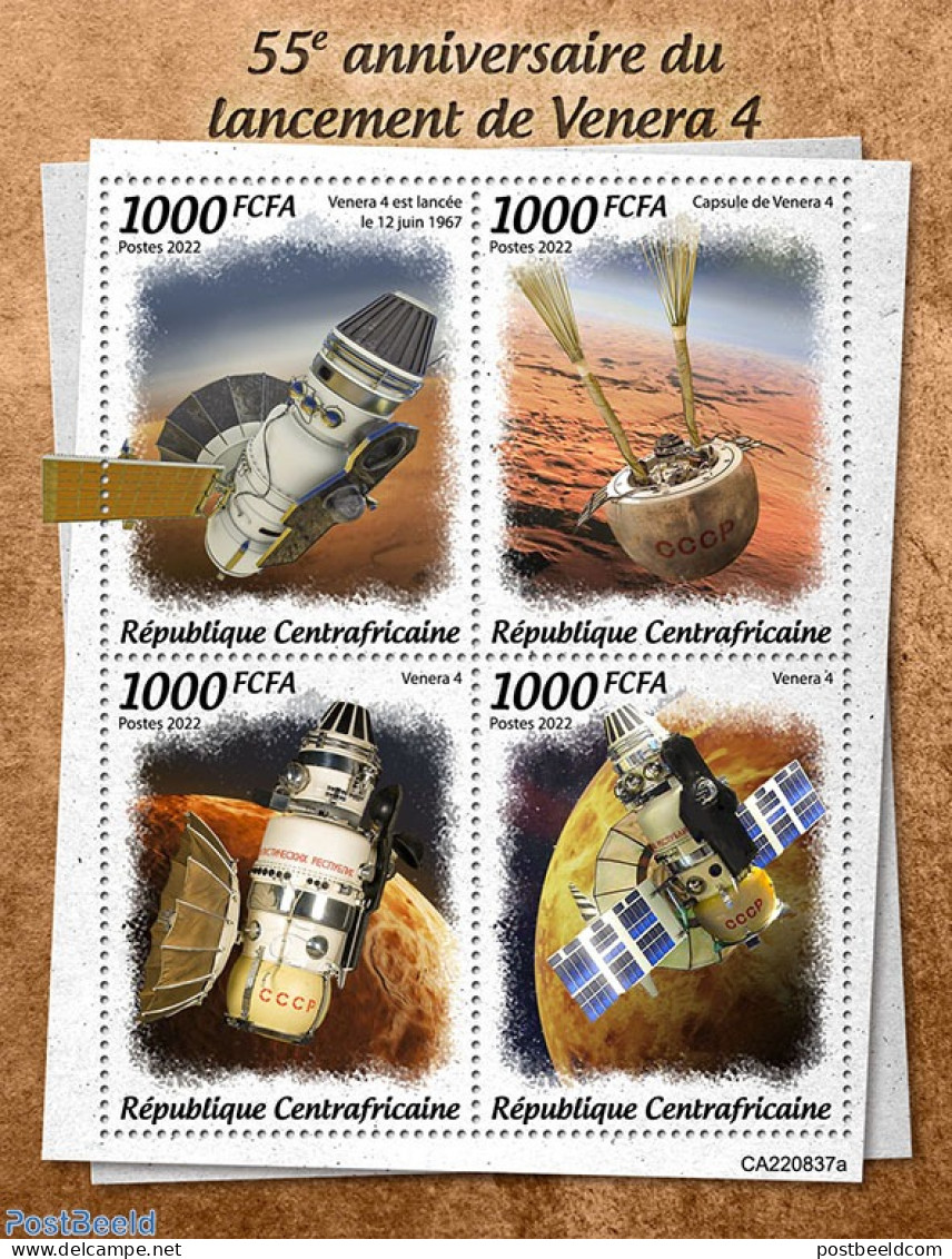 Central Africa 2022 55th Anniversary Of The Launch Of Venera 4, Mint NH, Transport - Space Exploration - Central African Republic