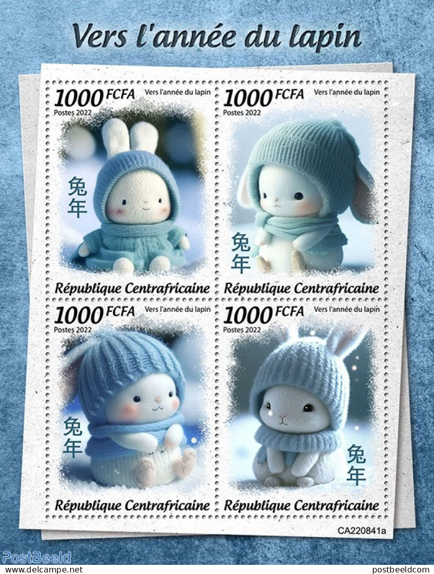 Central Africa 2022 Year Of The Rabbit, Mint NH, Nature - Rabbits / Hares - Zentralafrik. Republik