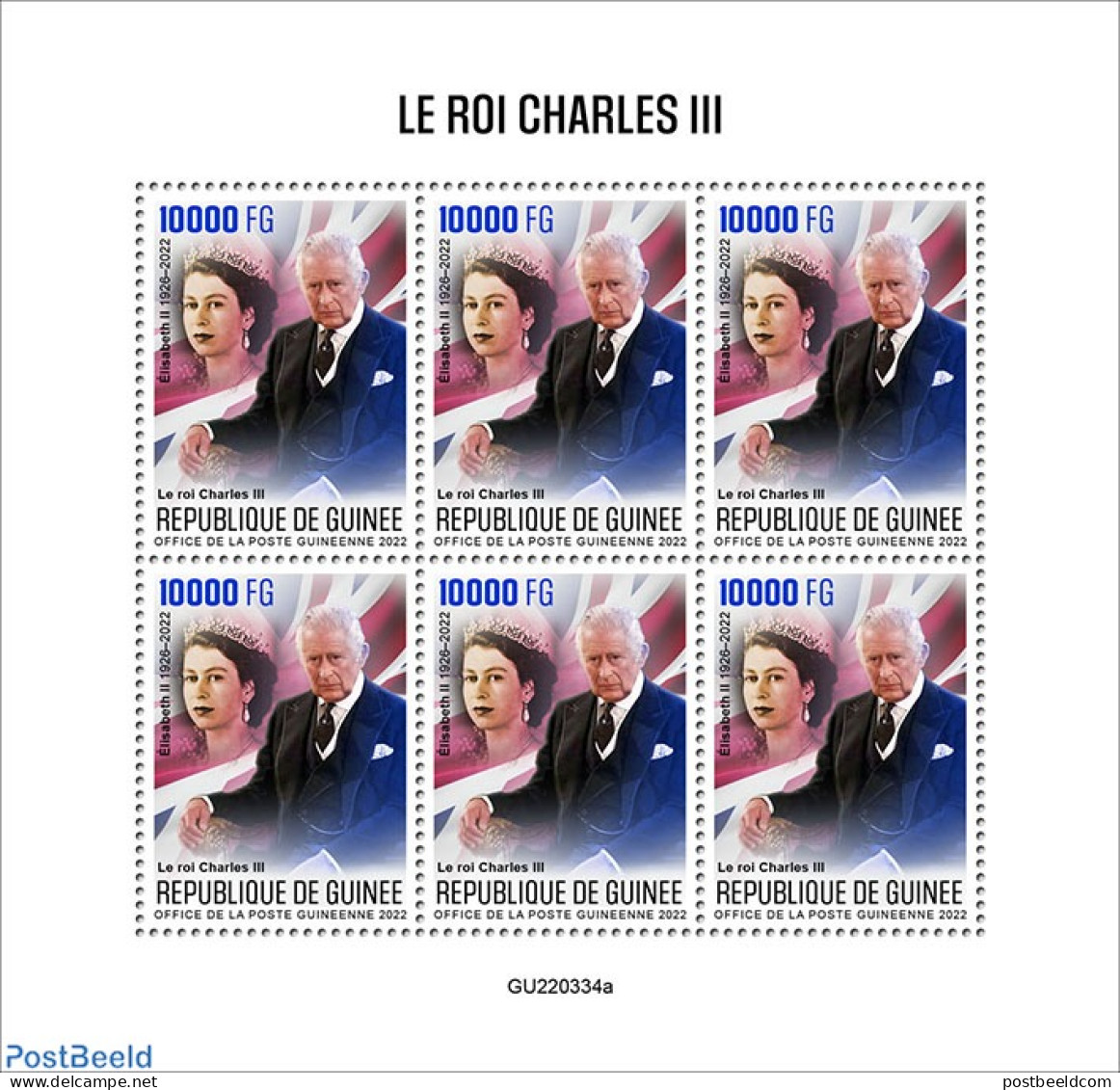 Guinea, Republic 2022 King Charles III, Mint NH, History - Charles & Diana - Kings & Queens (Royalty) - Familias Reales