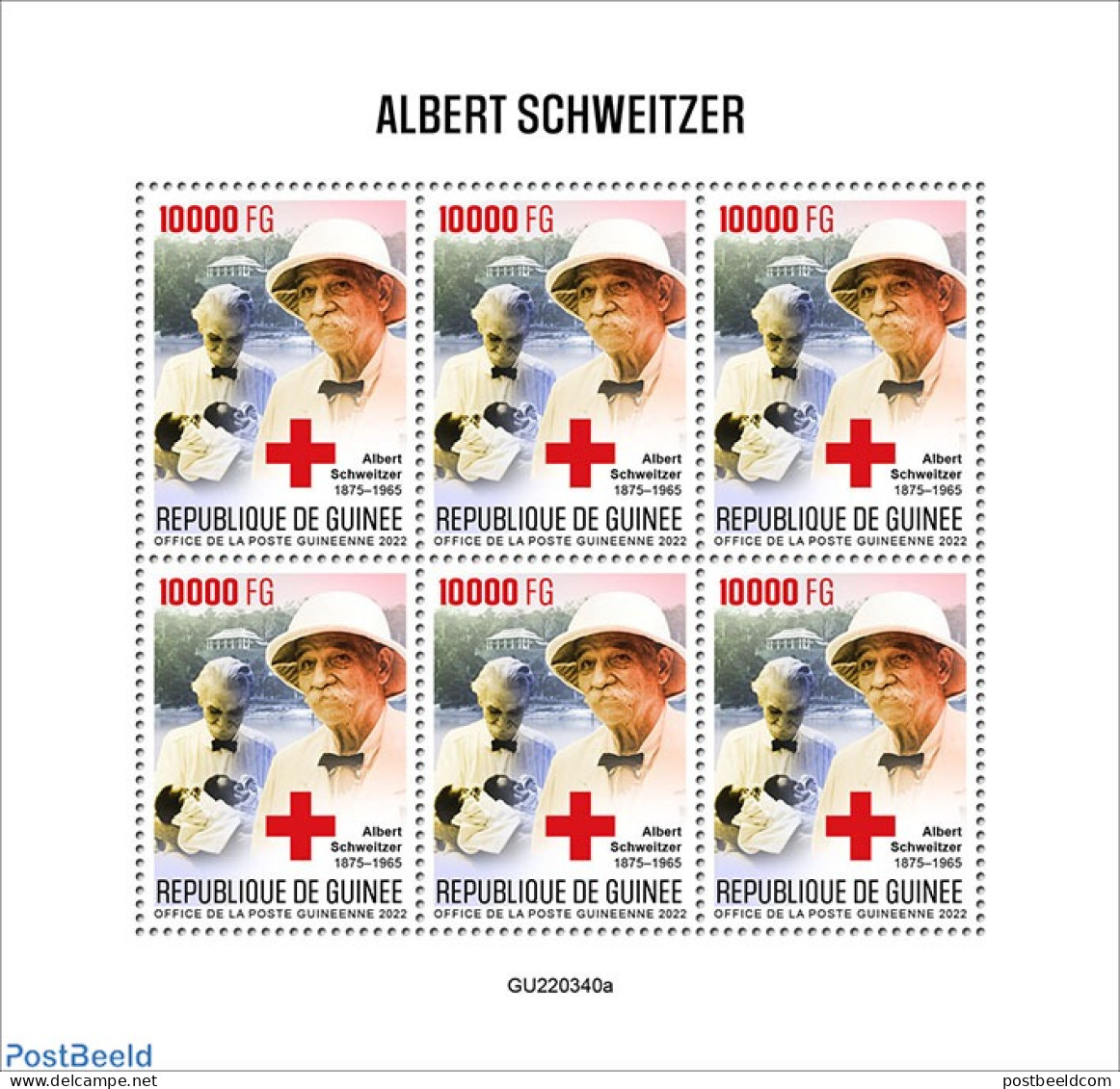 Guinea, Republic 2022 Albert Schweitzer, Mint NH, Health - Red Cross - Croce Rossa