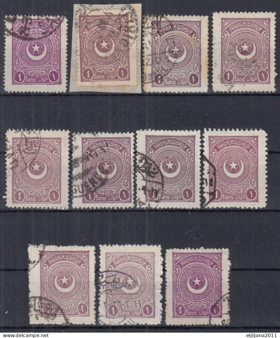 Turkey / Türkei 1923 - 1924 ⁕ Star & Crescent 1 Pia. Mi.809, 828, 838 ⁕ 11v Used - Different Perf. - Shades - Usati