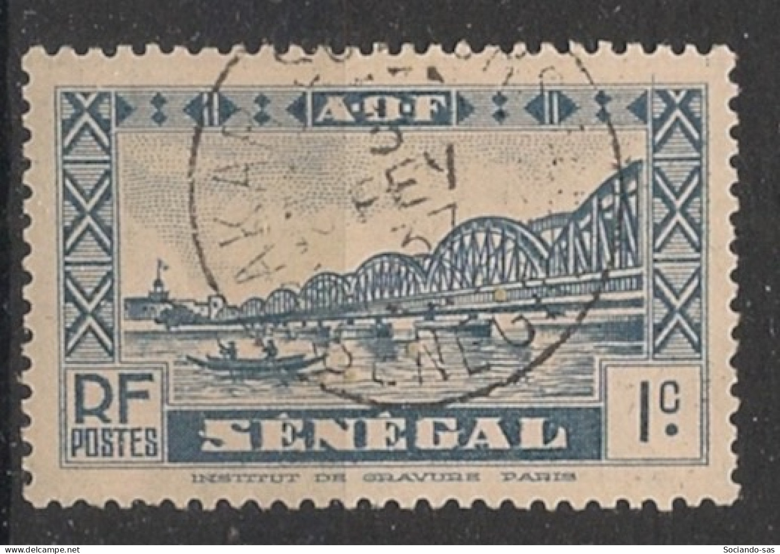 SENEGAL - 1935 - N°YT. 114 - Pont Faidherbe 1c Bleu - Oblitéré / Used - Oblitérés