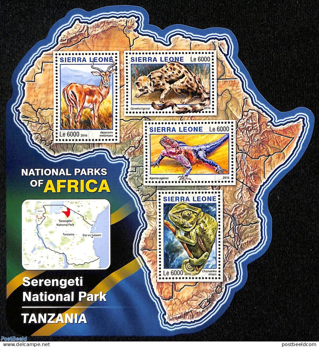 Sierra Leone 2016 National Park Tanzania, Mint NH, Nature - Various - Animals (others & Mixed) - Deer - Reptiles - Maps - Géographie