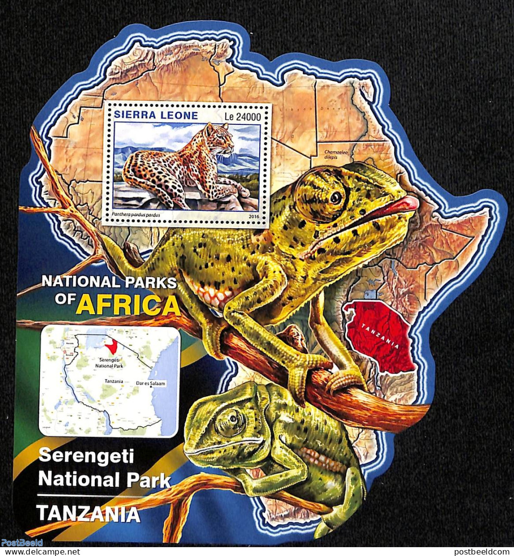 Sierra Leone 2016 National Park Tanzania, Mint NH, Nature - Various - Animals (others & Mixed) - Cat Family - Maps - Geography