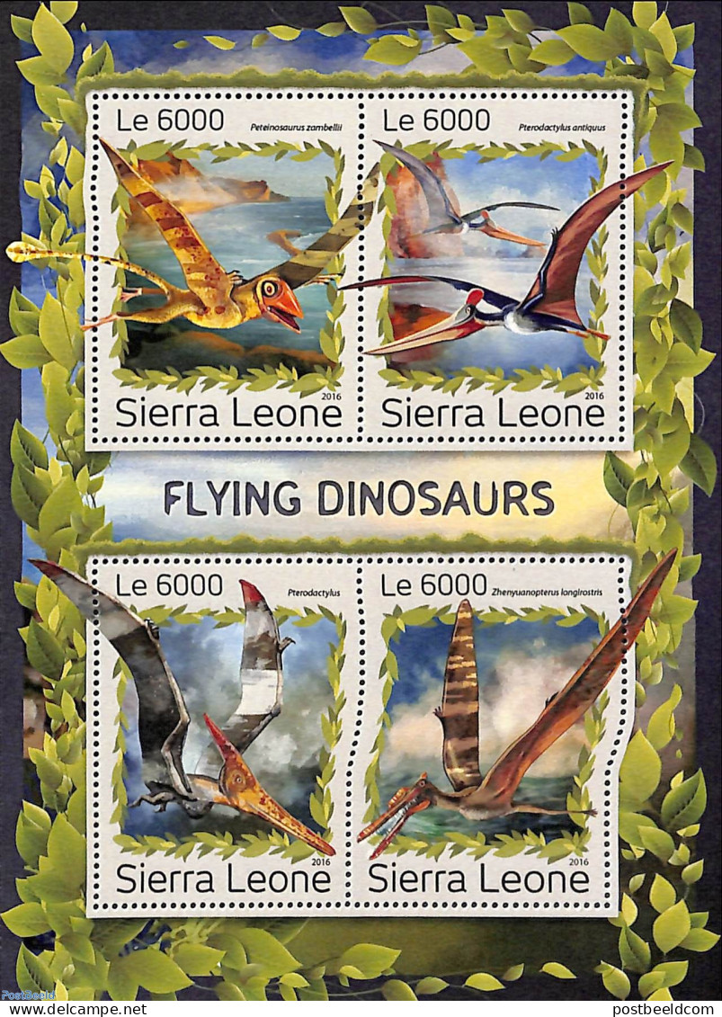 Sierra Leone 2016 Flying Dinosaurs, Mint NH, Nature - Prehistoric Animals - Prehistorisch