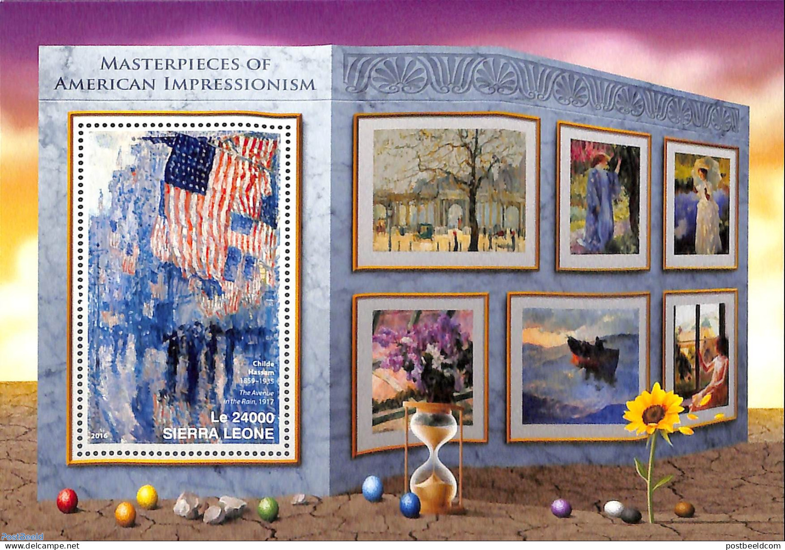 Sierra Leone 2016 Masterpieces Of American Impressionism, Mint NH, History - Nature - Transport - Flags - Flowers & Pl.. - Rotary Club