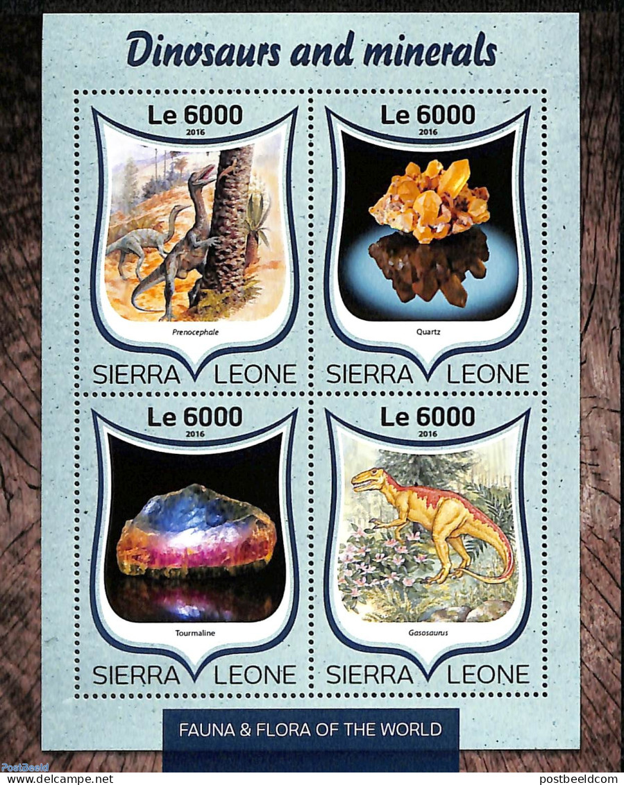 Sierra Leone 2016 Dinosaurs And Minerals, Mint NH, History - Nature - Geology - Prehistoric Animals - Vor- U. Frühgeschichte