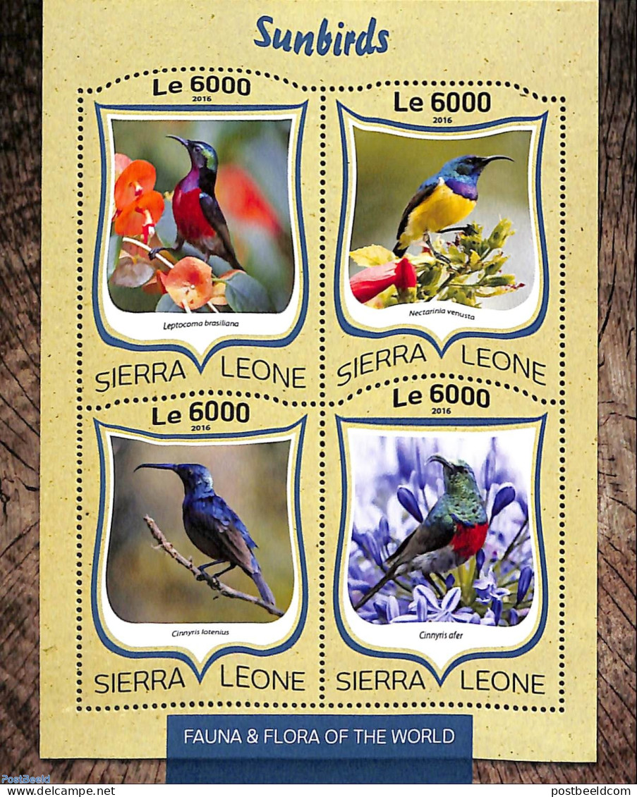 Sierra Leone 2016 Sunbirds, Mint NH, Nature - Birds - Flowers & Plants - Otros & Sin Clasificación