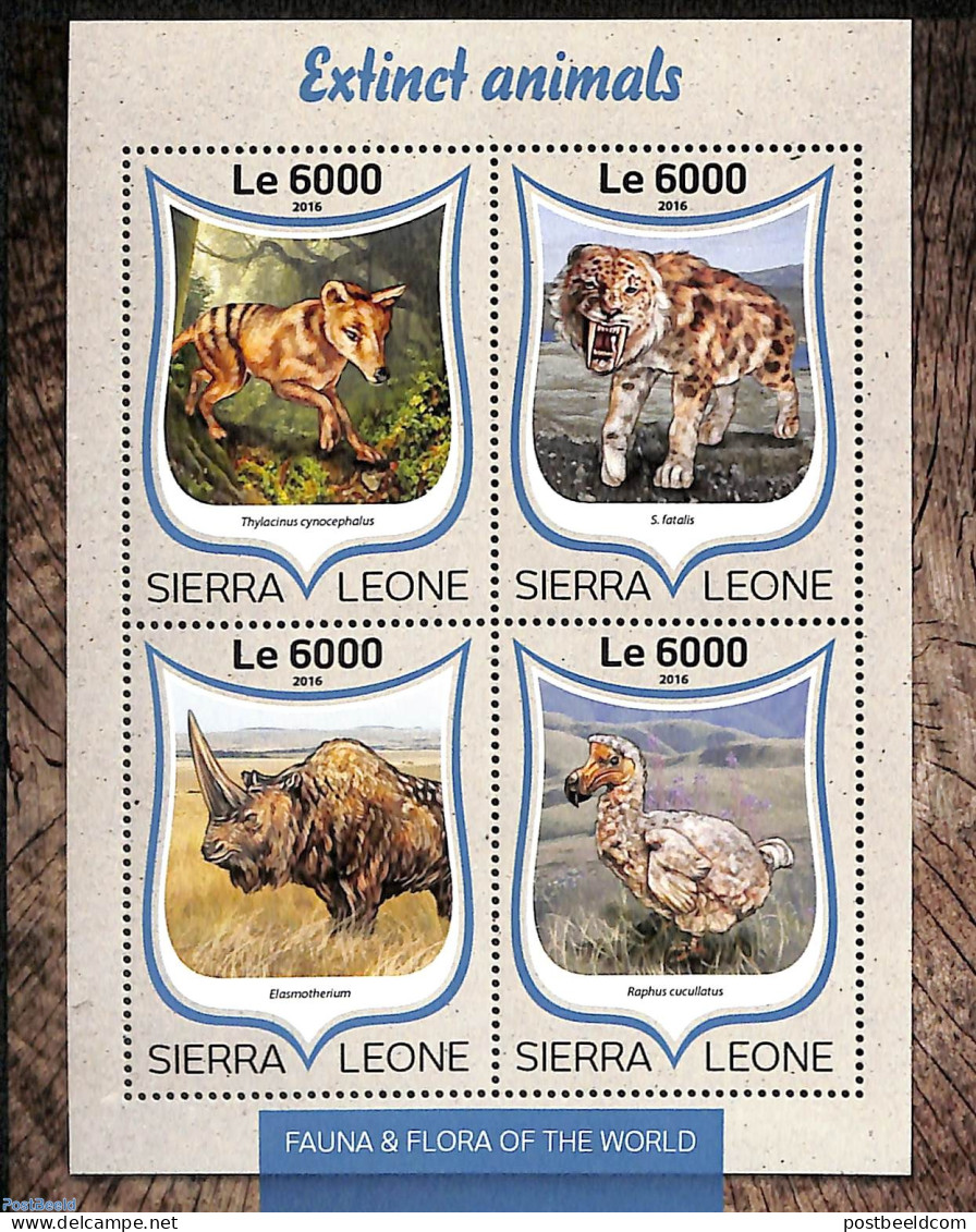 Sierra Leone 2016 Extinct Animals, Mint NH, Nature - Animals (others & Mixed) - Birds - Prehistoric Animals - Rhinoceros - Prehistorics