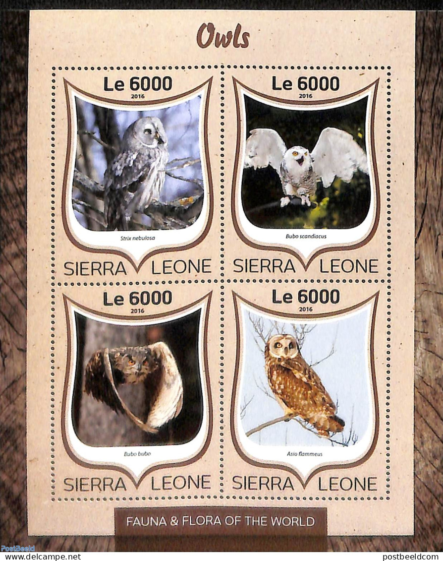 Sierra Leone 2016 Owls, Mint NH, Nature - Birds - Birds Of Prey - Owls - Otros & Sin Clasificación