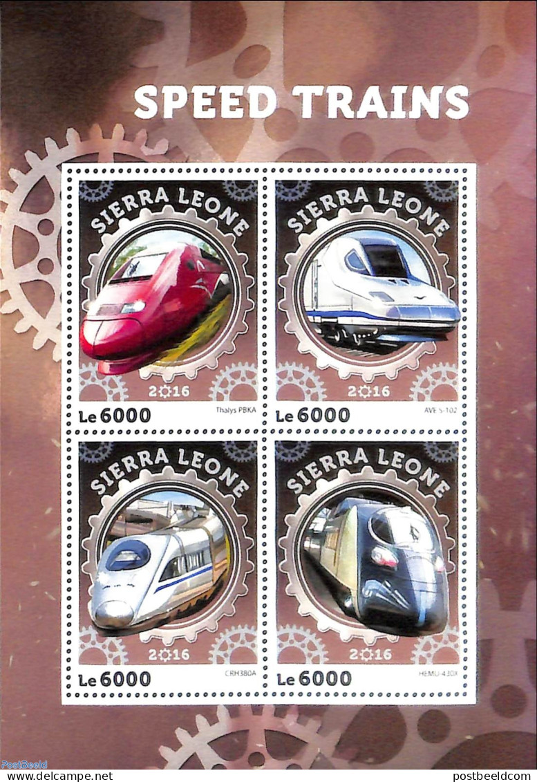 Sierra Leone 2016 Speed Trains, Mint NH, Transport - Railways - Trains
