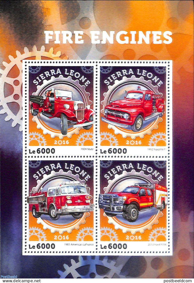 Sierra Leone 2016 Fire Engines, Mint NH, Transport - Automobiles - Fire Fighters & Prevention - Autos