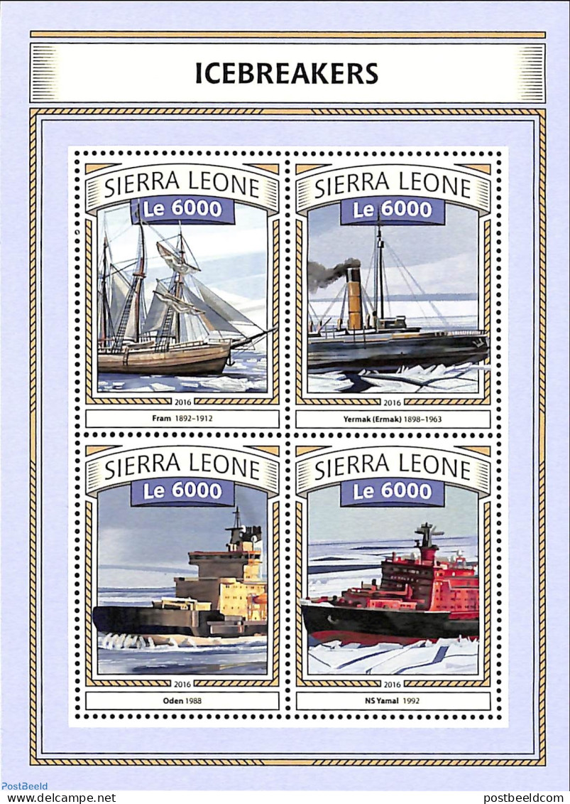 Sierra Leone 2016 Icebreakers , Mint NH, Transport - Ships And Boats - Barche