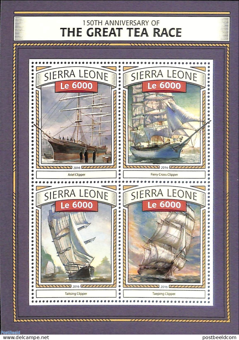 Sierra Leone 2016 150th Anniversary Of The Great Tea Race, Mint NH, Transport - Ships And Boats - Barcos