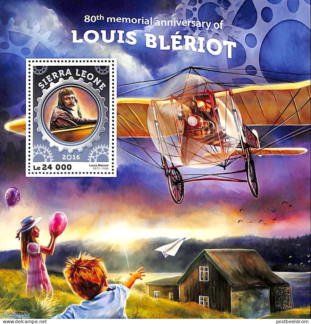 Sierra Leone 2016 80th Memorial Anniversary Of Louis Blériot, Mint NH, Transport - Balloons - Aircraft & Aviation - Airships