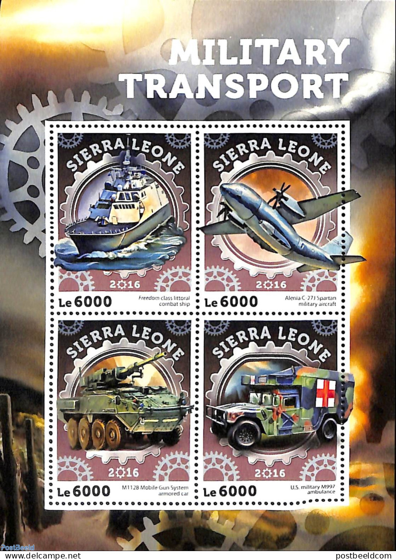 Sierra Leone 2016 Military Transport, Mint NH, History - Transport - Militarism - Aircraft & Aviation - Ships And Boats - Militaria