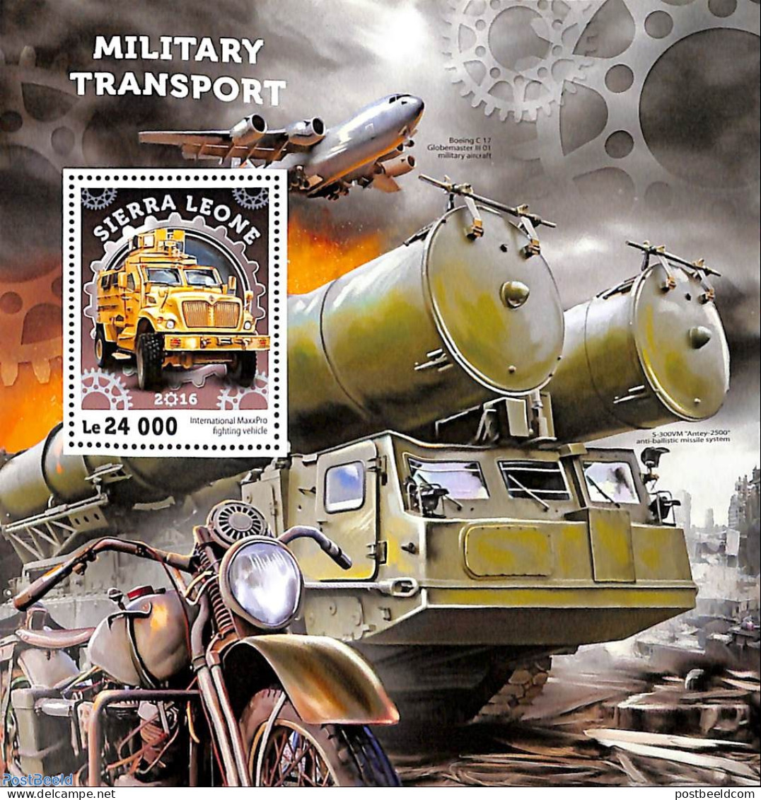 Sierra Leone 2016 Military Transport, Mint NH, History - Transport - Militarism - Automobiles - Aircraft & Aviation - Militaria
