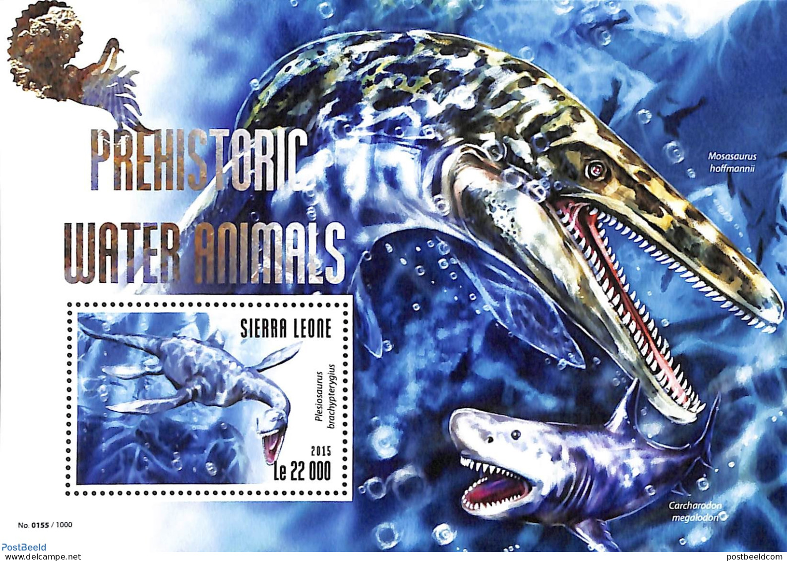 Sierra Leone 2015 Prehistoric Water Animals, Mint NH, Nature - Prehistoric Animals - Vor- U. Frühgeschichte