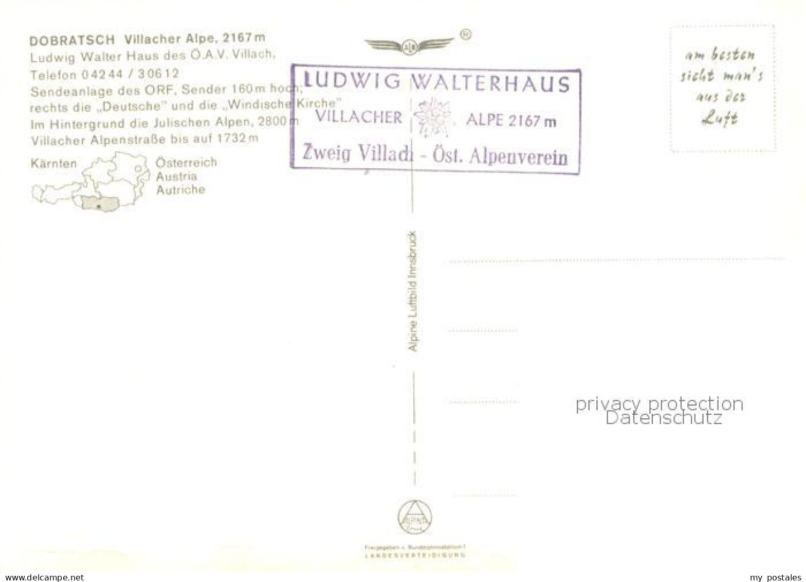 73792788 Dobratsch 2166m Kaernten AT Villager Alpe Ludwig Walter Haus Sendeanlag - Other & Unclassified