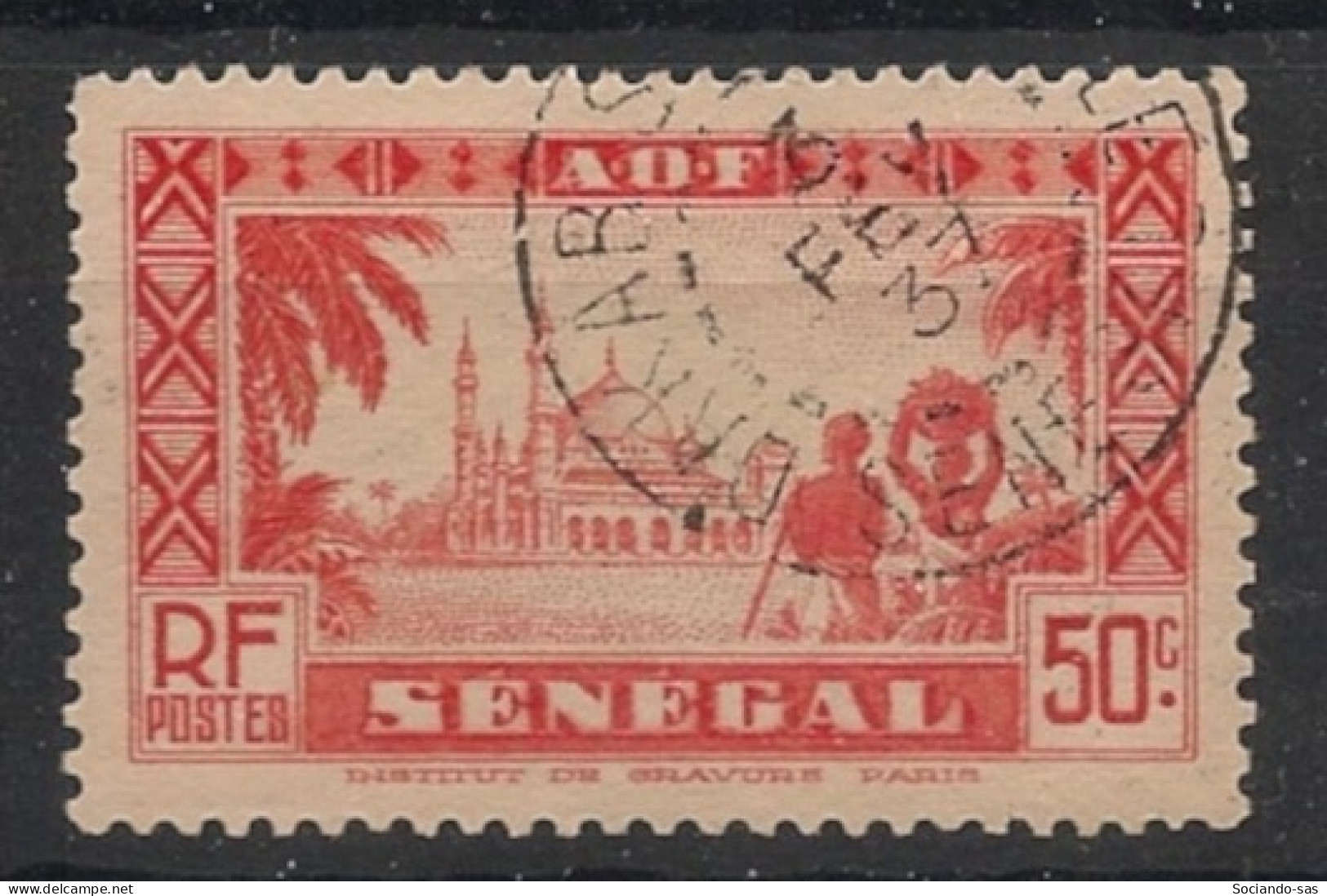 SENEGAL - 1935 - N°YT. 125 - Mosquée De Djourbel 50c Rouge - Oblitéré / Used - Usati