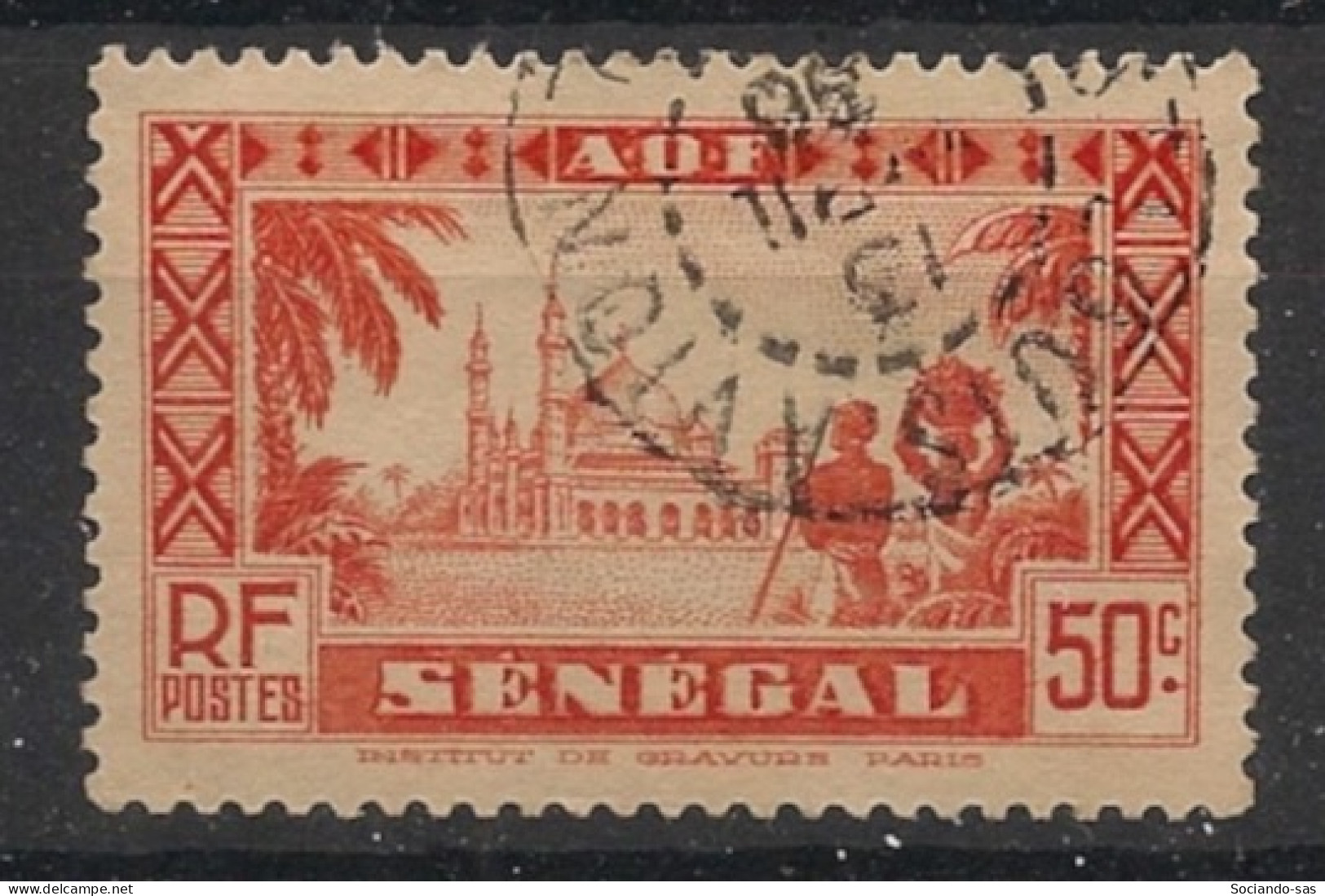 SENEGAL - 1935 - N°YT. 125 - Mosquée De Djourbel 50c Rouge - Oblitéré / Used - Gebraucht