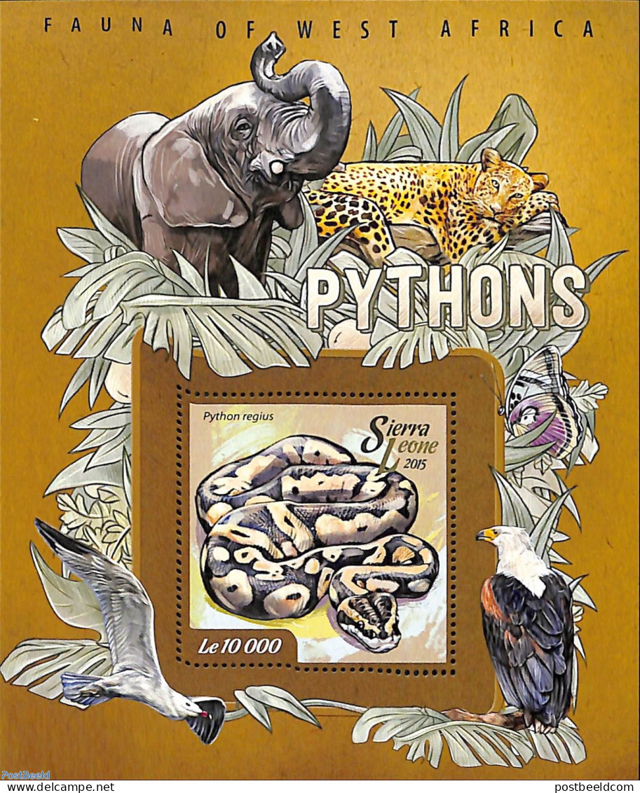 Sierra Leone 2015 Pythons, Mint NH, Nature - Birds - Birds Of Prey - Butterflies - Cat Family - Elephants - Reptiles -.. - Andere & Zonder Classificatie