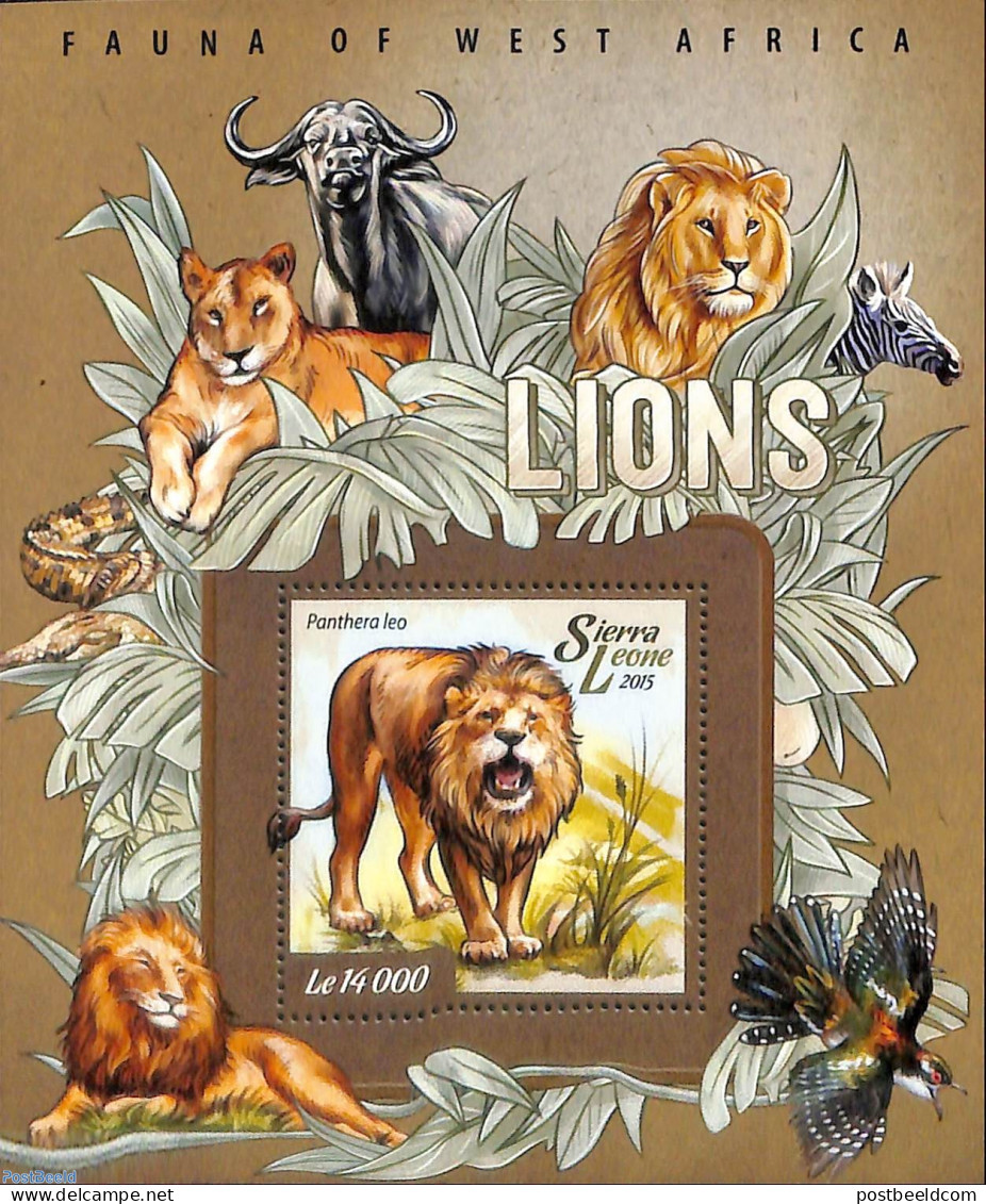 Sierra Leone 2015 Lions, Mint NH, Nature - Animals (others & Mixed) - Birds - Cat Family - Crocodiles - Reptiles - Zebra - Andere & Zonder Classificatie