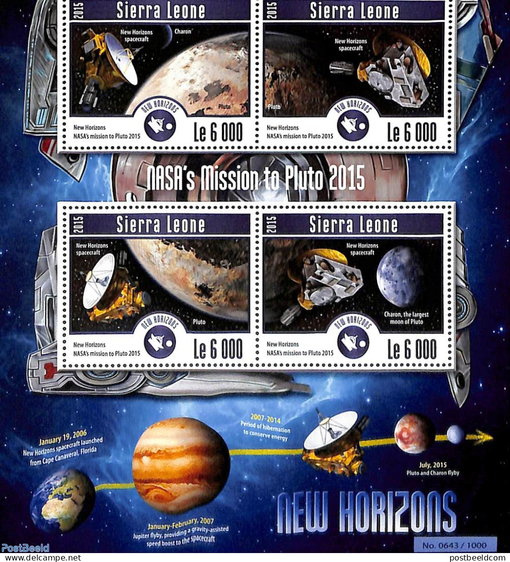 Sierra Leone 2015 NASA's Mission To Pluto 2015, Mint NH, Transport - Space Exploration - Andere & Zonder Classificatie