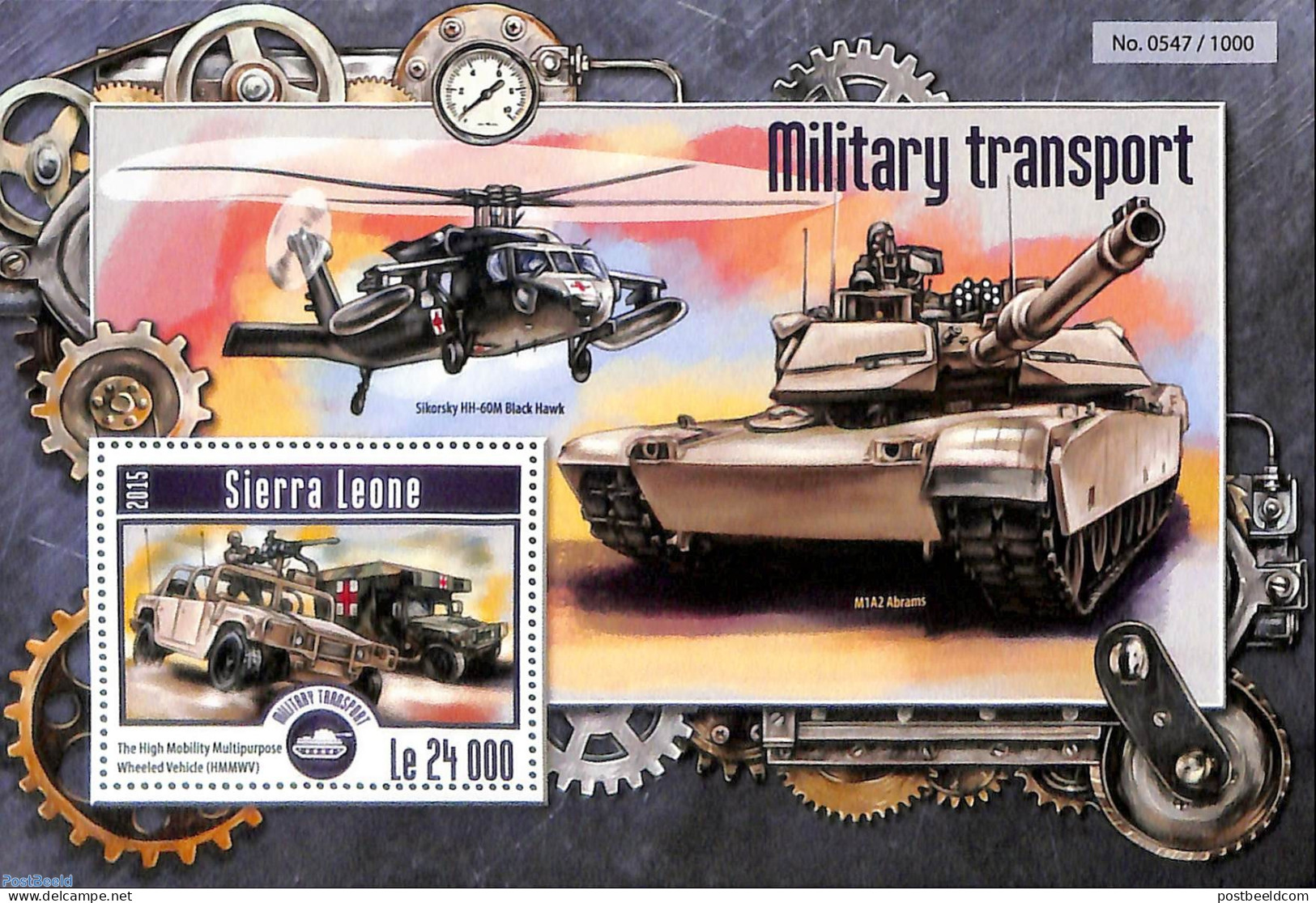 Sierra Leone 2015 Military Transport, Mint NH, History - Transport - Militarism - Automobiles - Helicopters - Militares