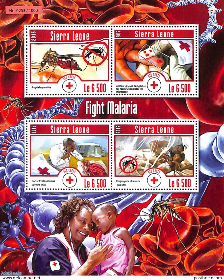 Sierra Leone 2015 Fight Malaria, Mint NH, Health - Nature - Red Cross - Insects - Croix-Rouge