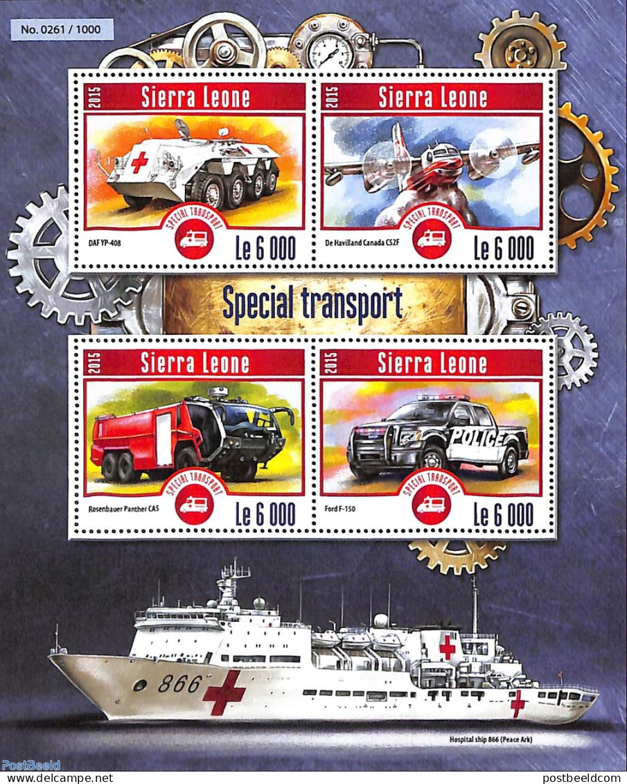 Sierra Leone 2015 Special Transport , Mint NH, Health - Transport - Red Cross - Automobiles - Aircraft & Aviation - Sh.. - Croce Rossa