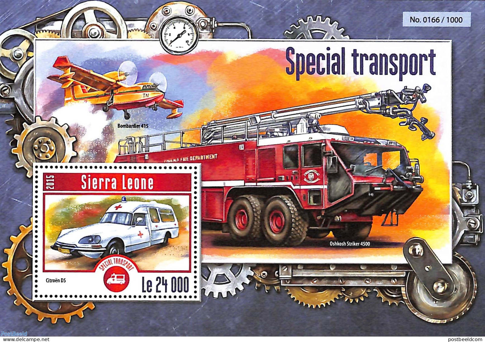 Sierra Leone 2015 Special Transport , Mint NH, Health - Transport - Red Cross - Automobiles - Fire Fighters & Preventi.. - Rode Kruis