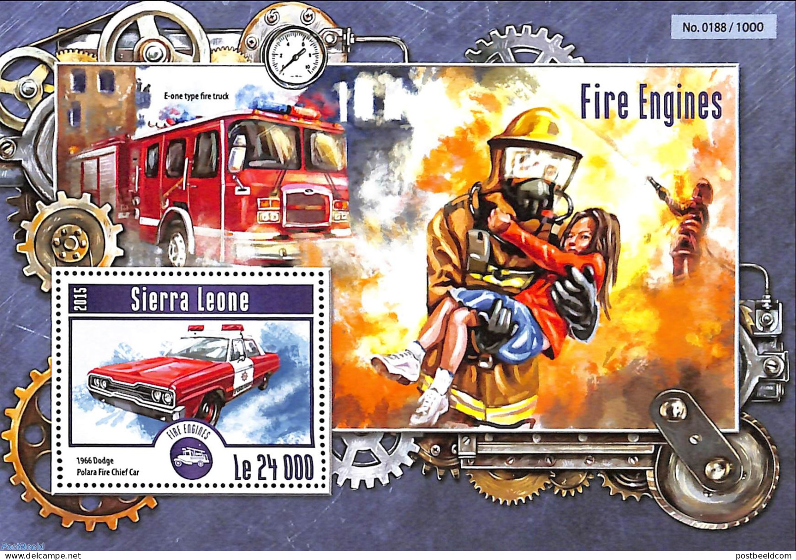 Sierra Leone 2015 Fire Engines, Mint NH, Transport - Automobiles - Fire Fighters & Prevention - Voitures