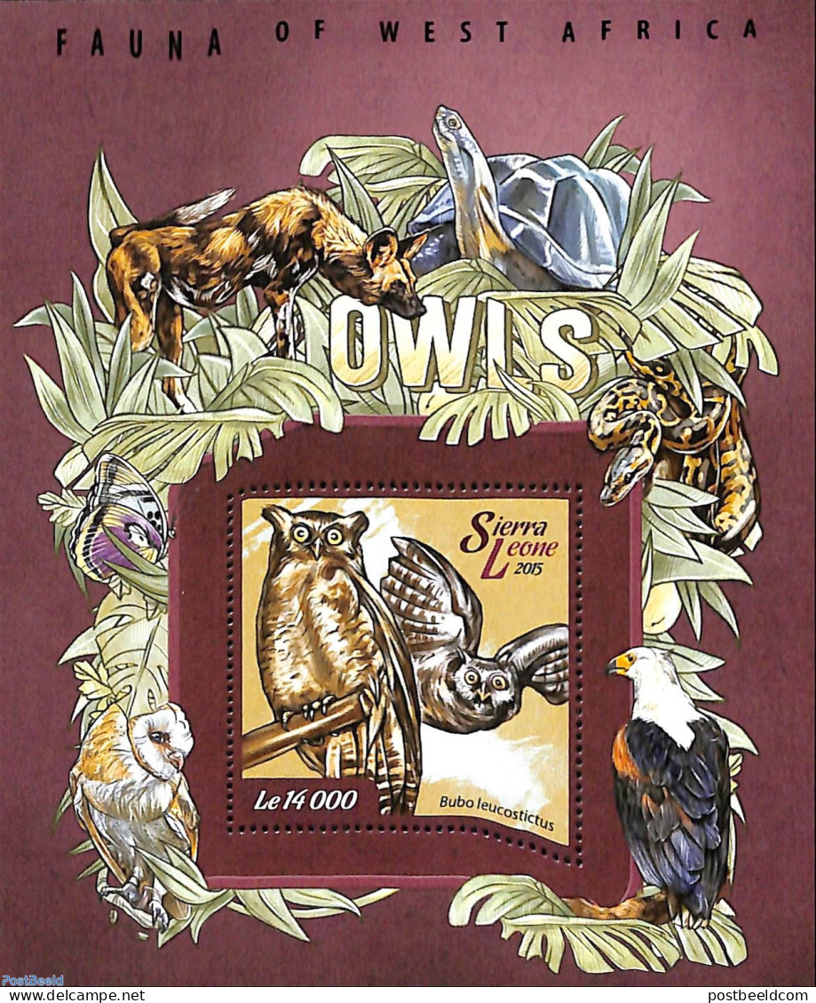 Sierra Leone 2015 Owls, Mint NH, Nature - Birds Of Prey - Butterflies - Owls - Snakes - Turtles - Wild Animals - Andere & Zonder Classificatie