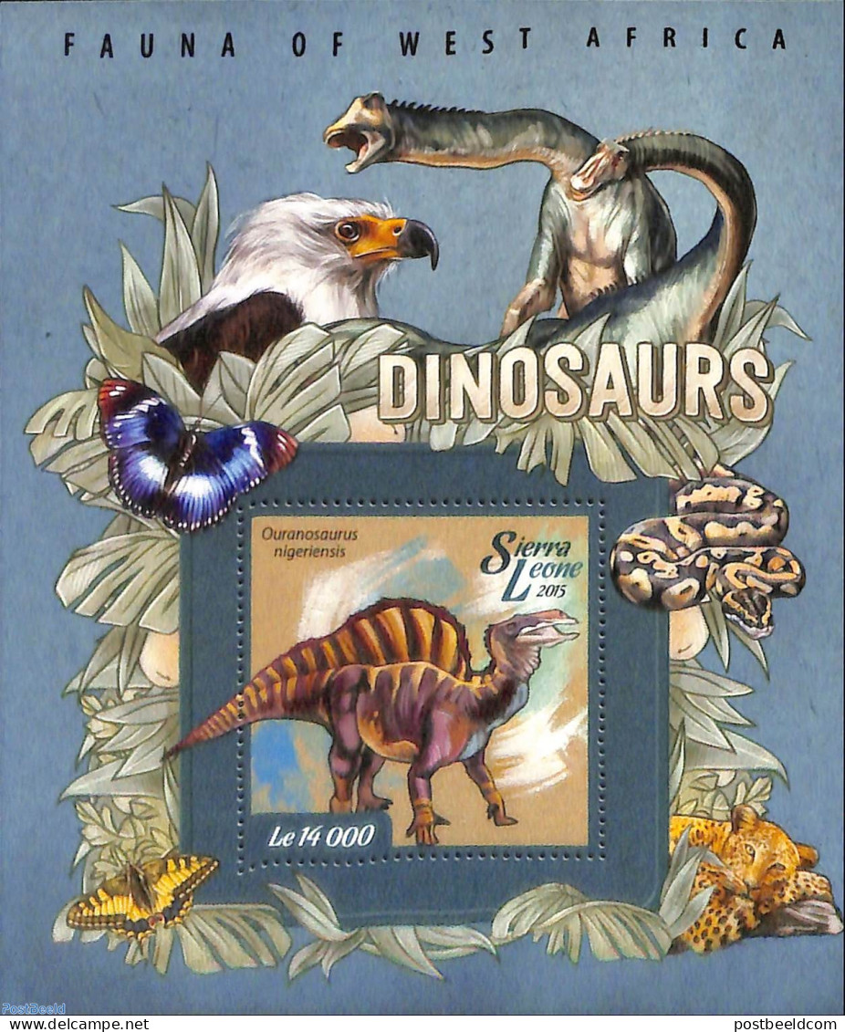 Sierra Leone 2015 Dinosaurs, Mint NH, Nature - Birds Of Prey - Butterflies - Cat Family - Prehistoric Animals - Snakes - Préhistoriques
