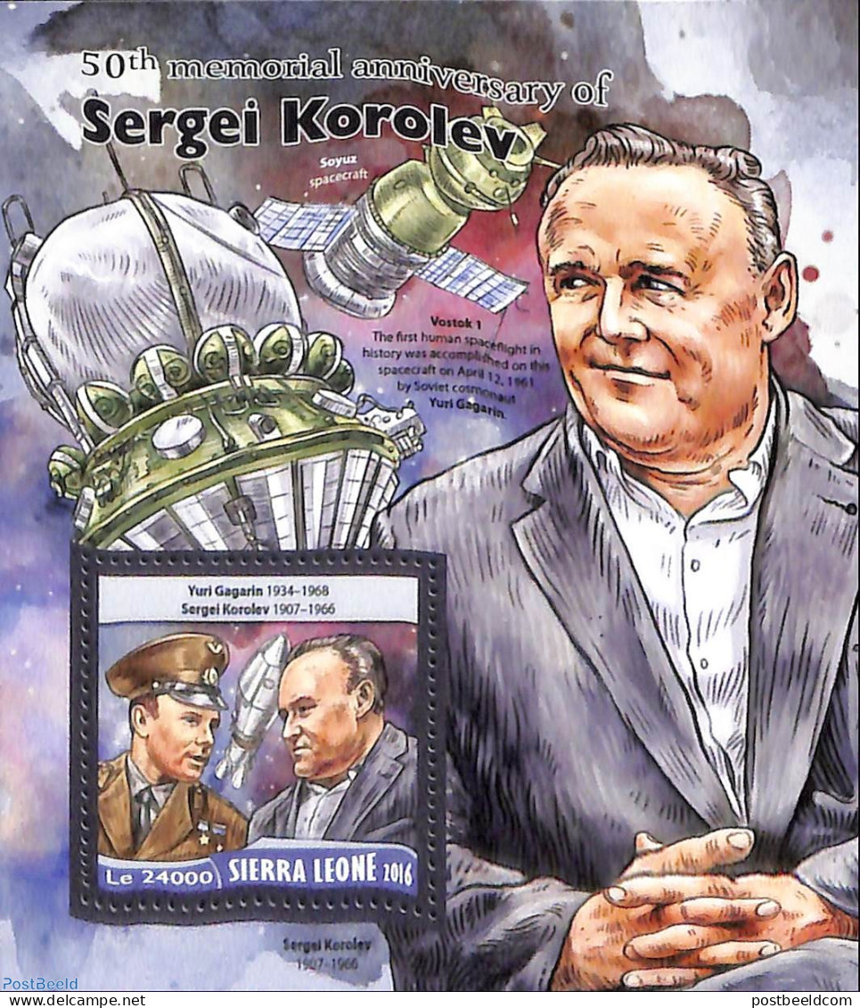 Sierra Leone 2016 50th Memorial Anniversary Of Sergei Korolev, Mint NH, Transport - Space Exploration - Andere & Zonder Classificatie