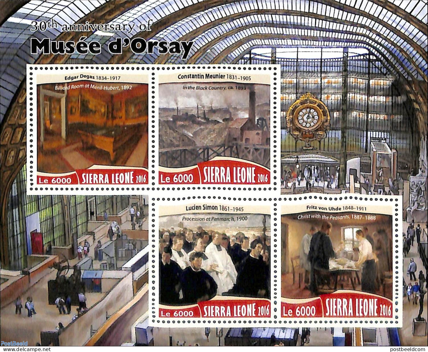 Sierra Leone 2016 30th Anniversary Of Musée D'Orsay, Mint NH, Art - Museums - Musea