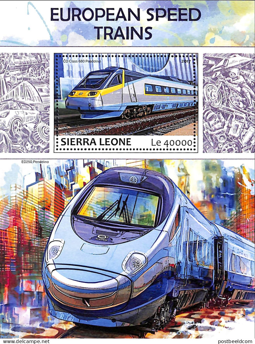 Sierra Leone 2017 European Speed Trains, Mint NH, Transport - Railways - Treni