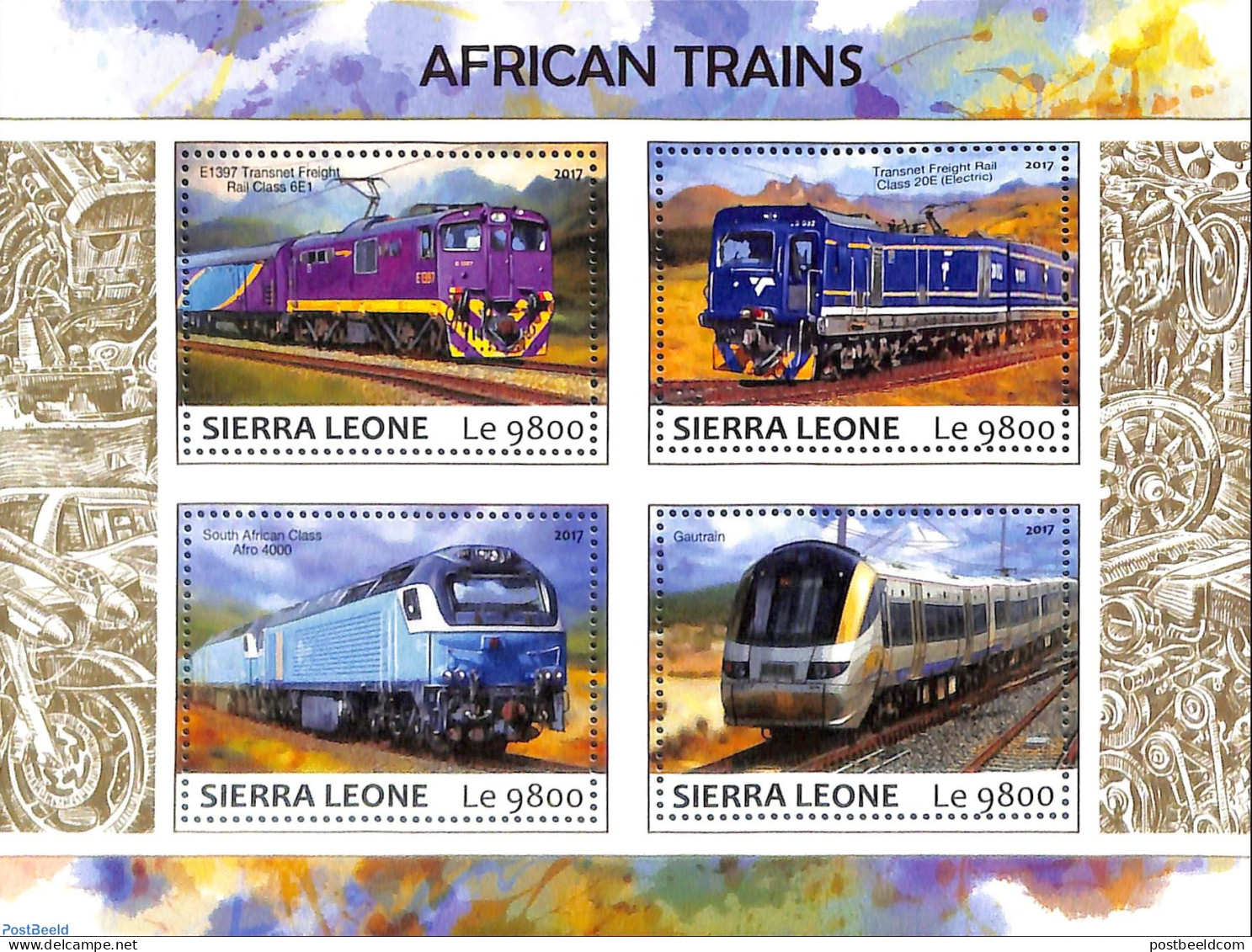 Sierra Leone 2017 African Trains, Mint NH, Transport - Railways - Trains