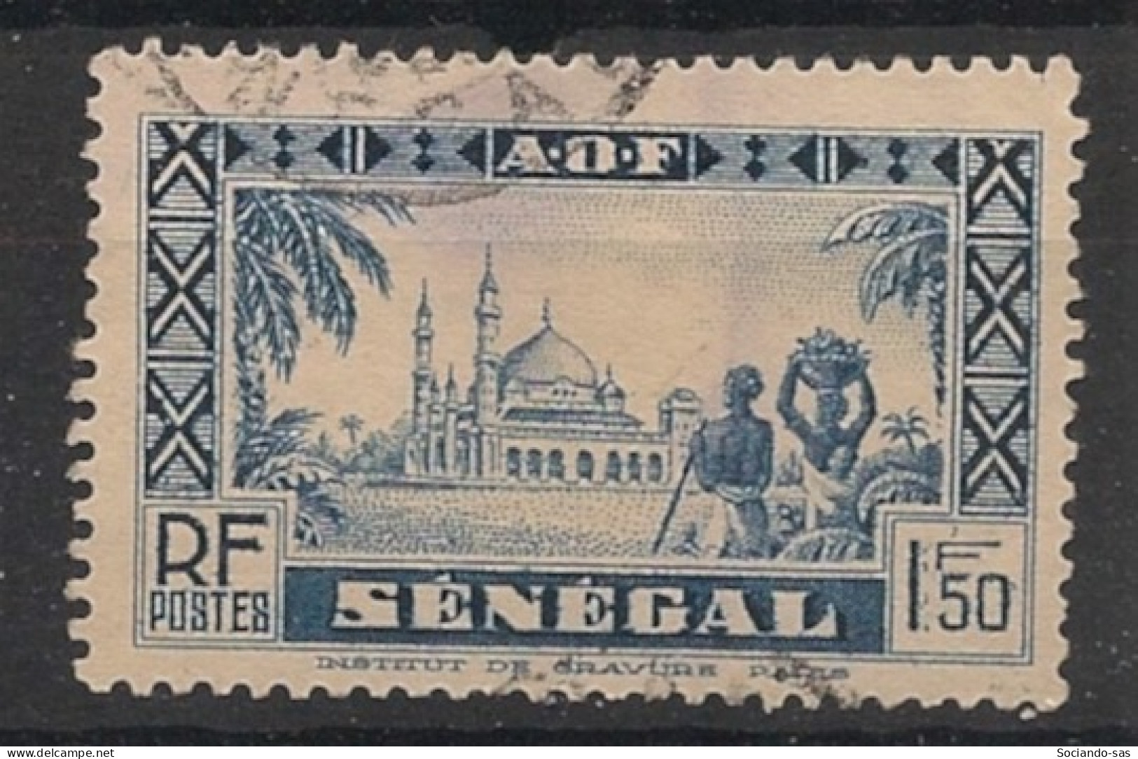 SENEGAL - 1935 - N°YT. 131 - Mosquée De Djourbel 1f50 Bleu - Oblitéré / Used - Oblitérés