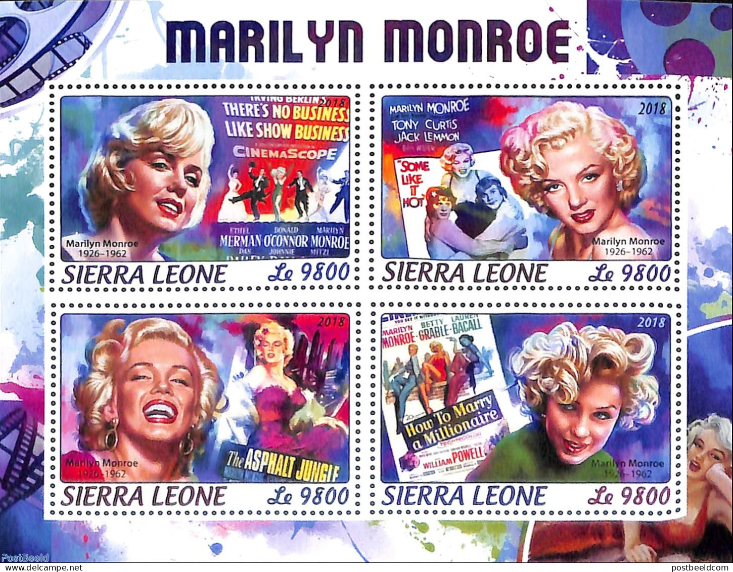 Sierra Leone 2018 Marilyn Monroe, Mint NH, Performance Art - Marilyn Monroe - Movie Stars - Attori