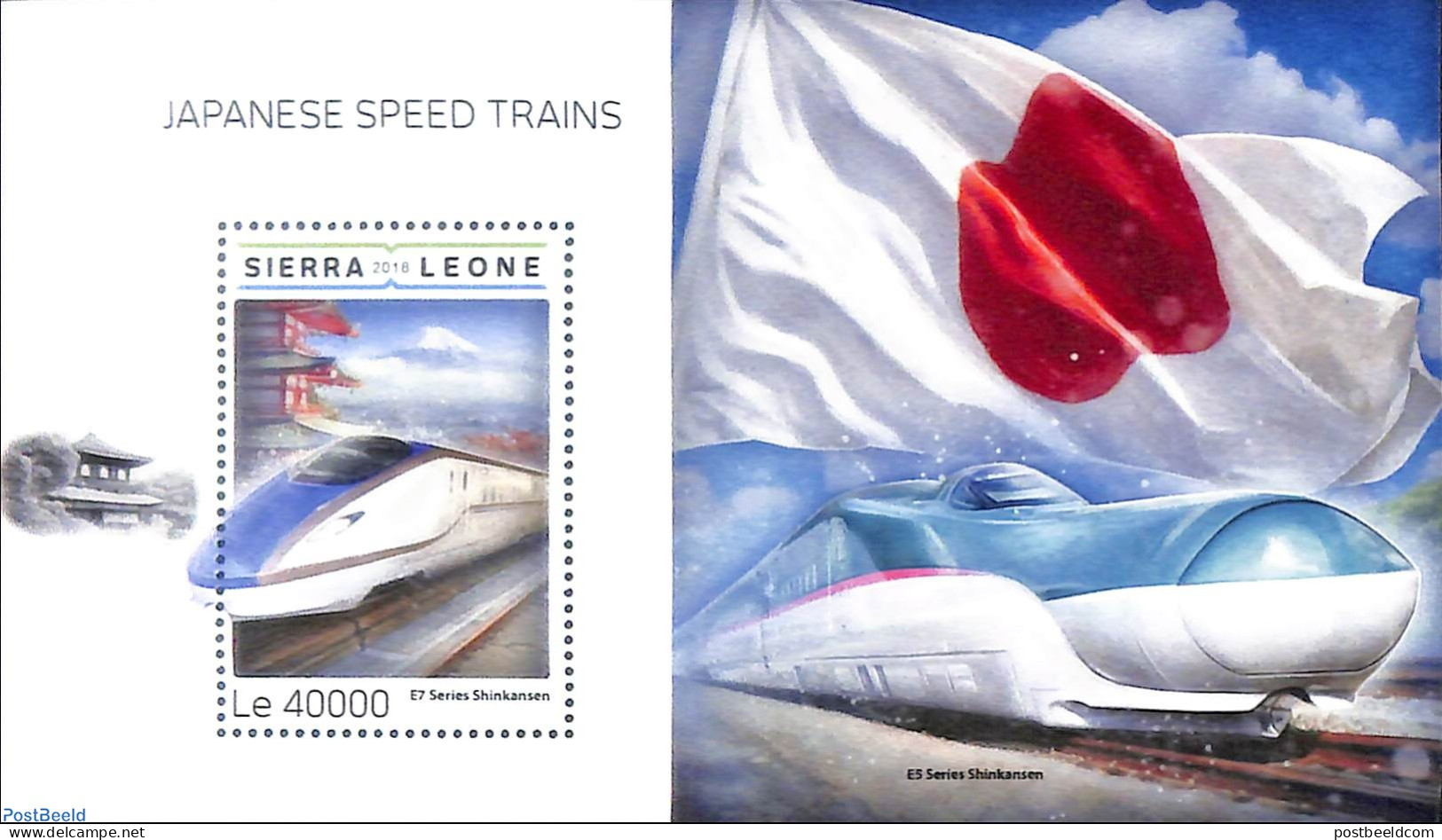 Sierra Leone 2018 Japanese Speed Trains, Mint NH, History - Transport - Flags - Railways - Treni