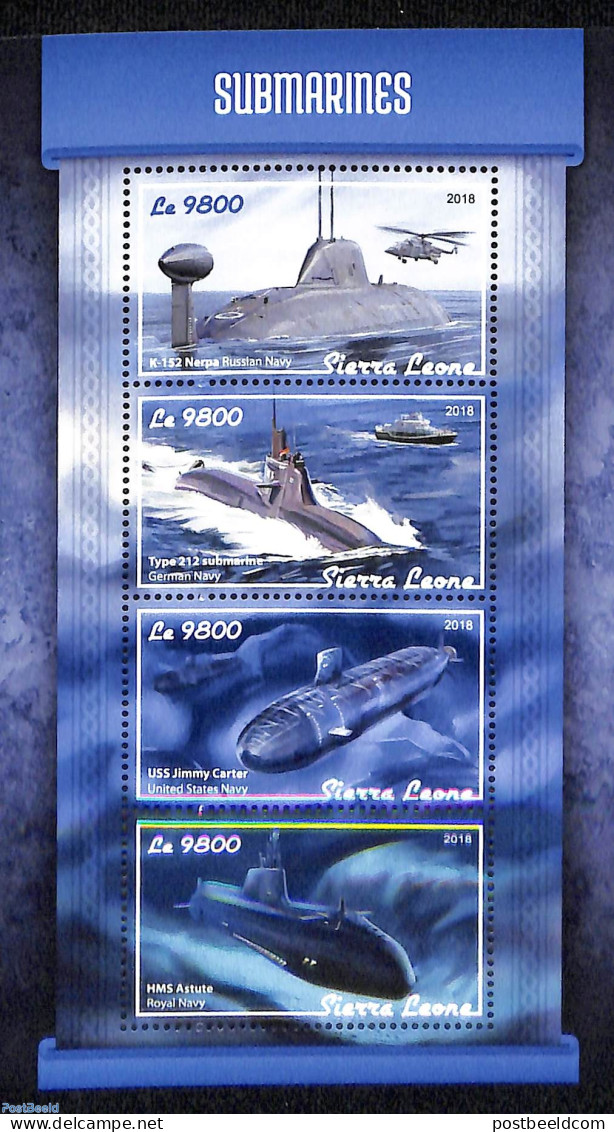 Sierra Leone 2018 Submarines, Mint NH, Transport - Ships And Boats - Schiffe