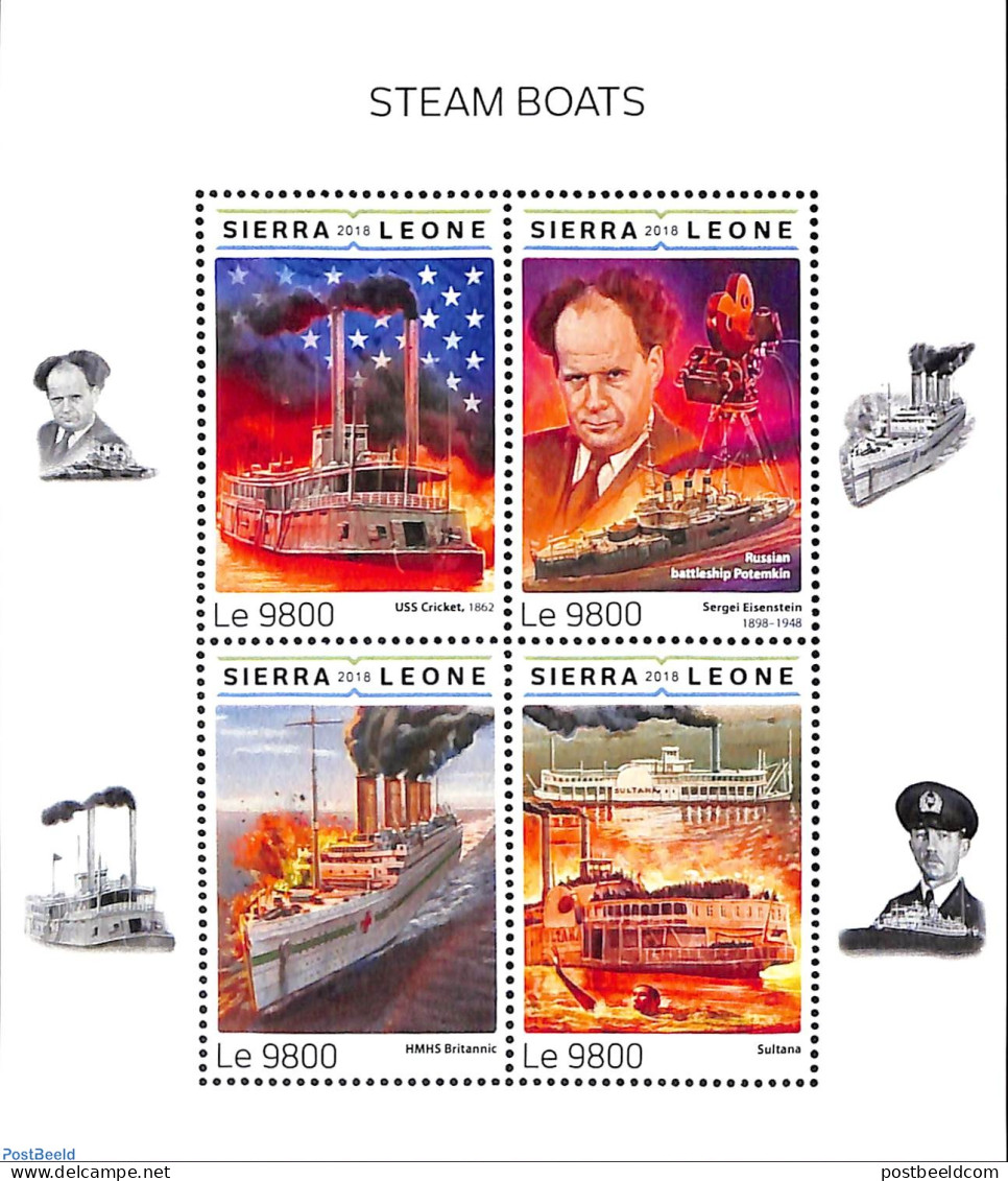 Sierra Leone 2018 Steamboats, Mint NH, Transport - Ships And Boats - Schiffe