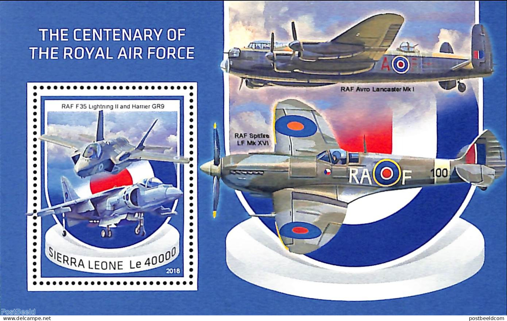 Sierra Leone 2018 The Centenary Of The Royal Air Force, Mint NH, Transport - Aircraft & Aviation - Avions