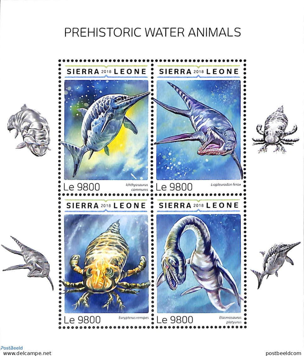 Sierra Leone 2018 Prehistoric Water Animals, Mint NH, Nature - Fish - Prehistoric Animals - Poissons