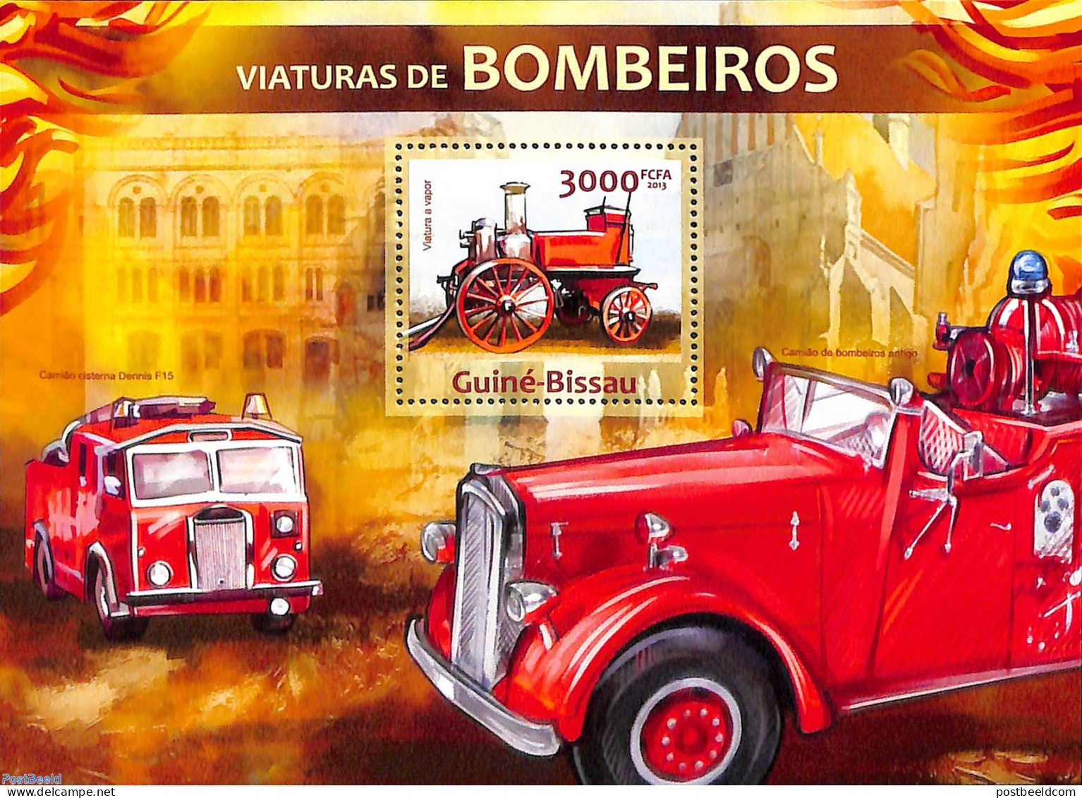 Guinea Bissau 2013 Fire Engines, Mint NH, Transport - Automobiles - Fire Fighters & Prevention - Autos