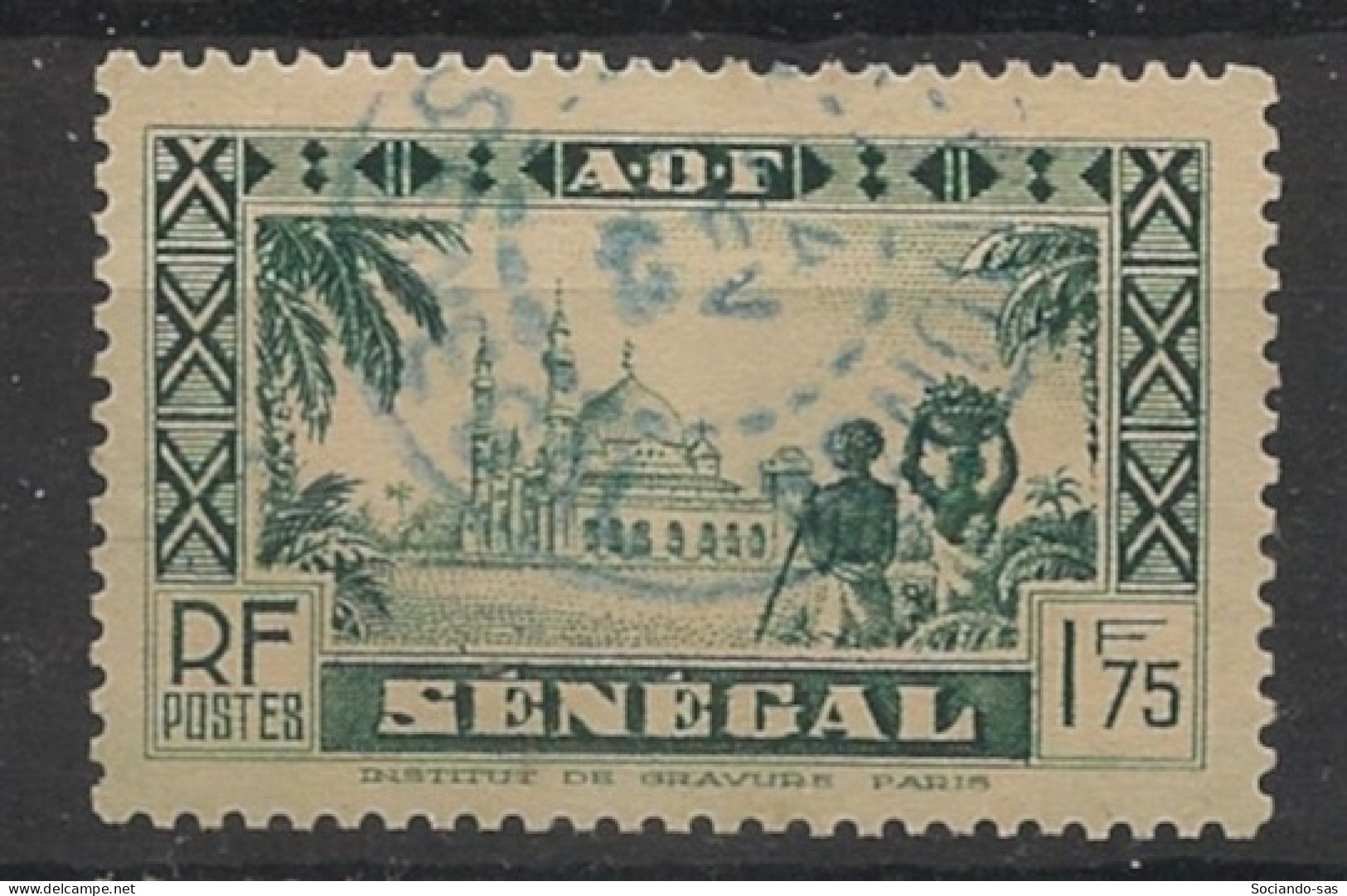 SENEGAL - 1935 - N°YT. 132 - Mosquée De Djourbel 1f75 Vert Foncé - Oblitéré / Used - Usati