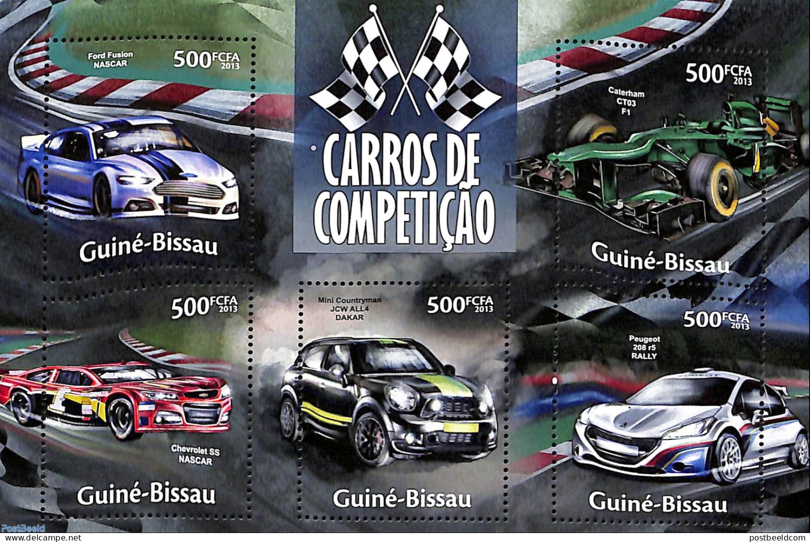 Guinea Bissau 2013 Racing Cars, Mint NH, Sport - Transport - Autosports - Automobiles - Autos